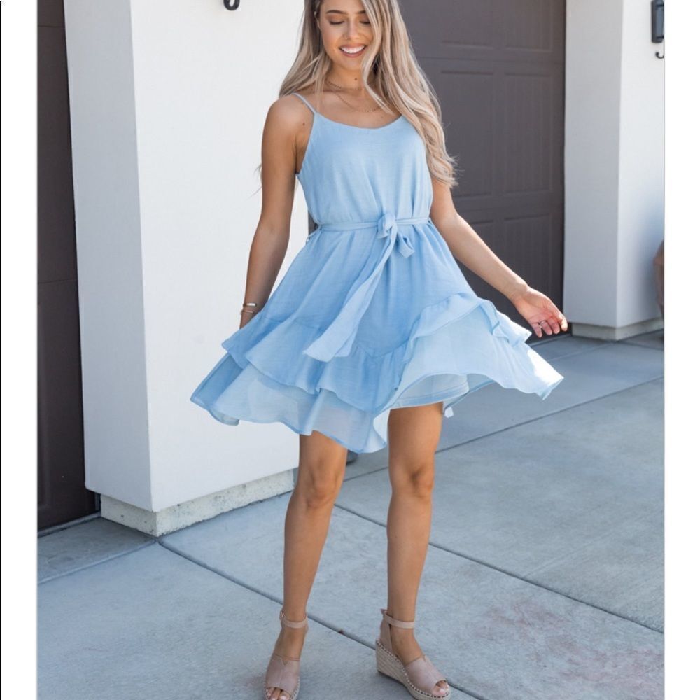 ✨ HP ✨Away Baby Blue Ruffle Dress✨